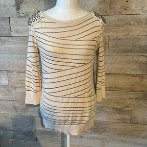 Armani exchange women's striped punk studded‎ sweater in size medium